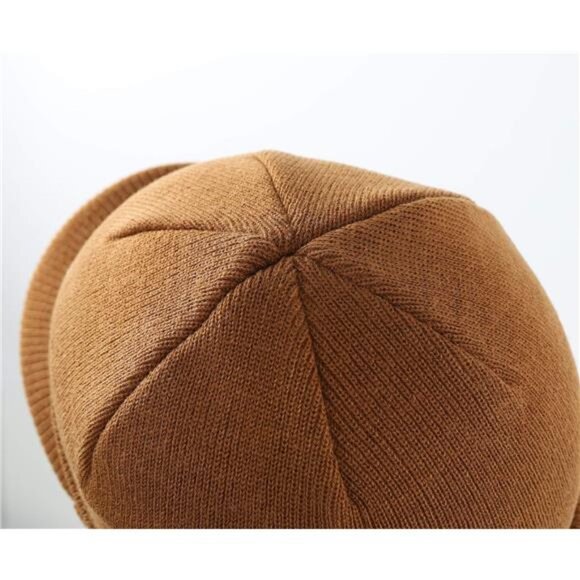 Men's Winter Beanie Hat with Brim Warm Double Knit Cuff Beanie Cap - Picture 3 of 7